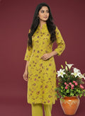 Yellow Printed Long Co-ord Set
