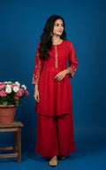 Rani Pink Chanderi Silk Co-ord Set with Palazzo Pants