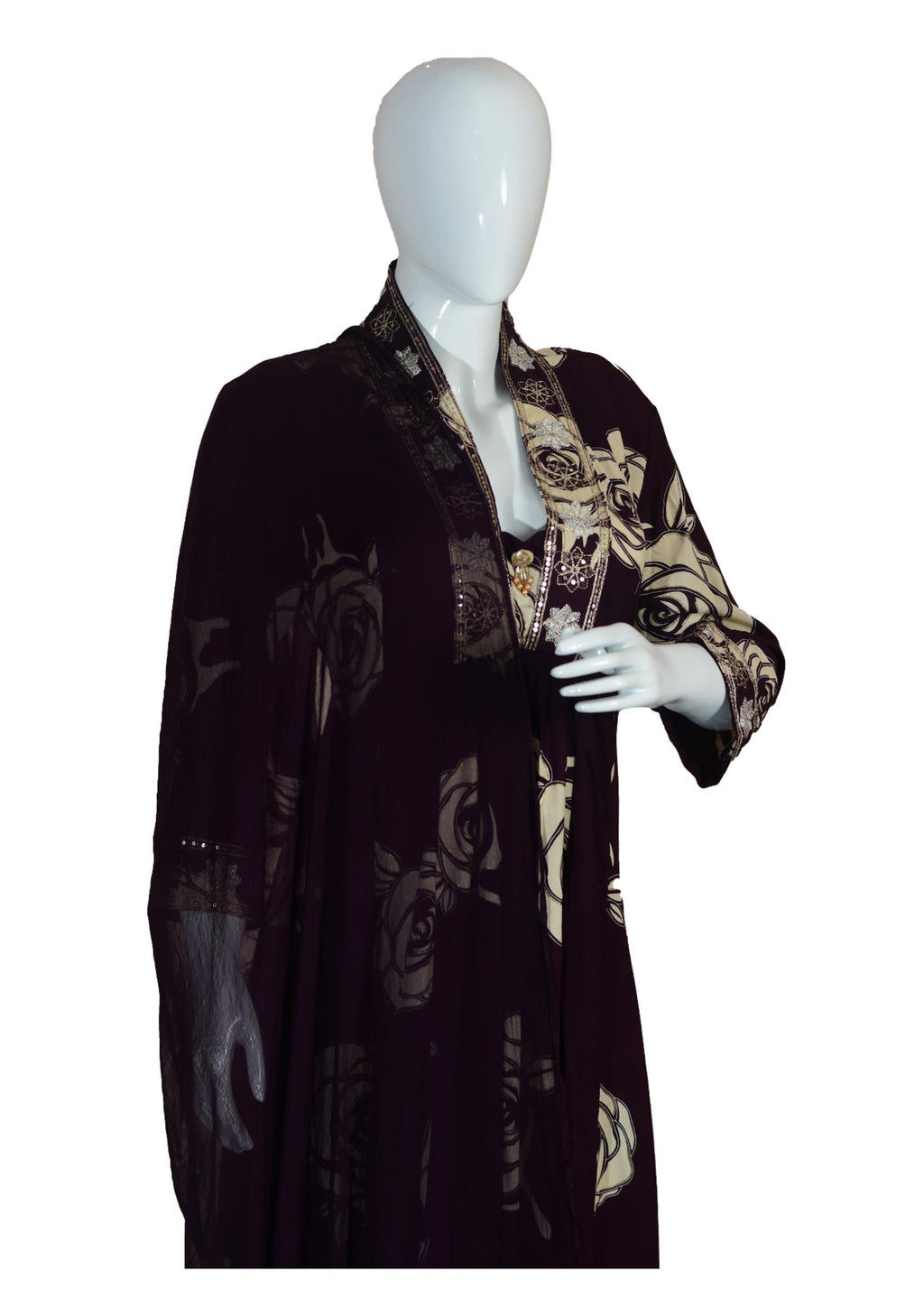 Wine Anarkali Suit with Hand Embroidery & Dupatta – Ethnic Wear for Women