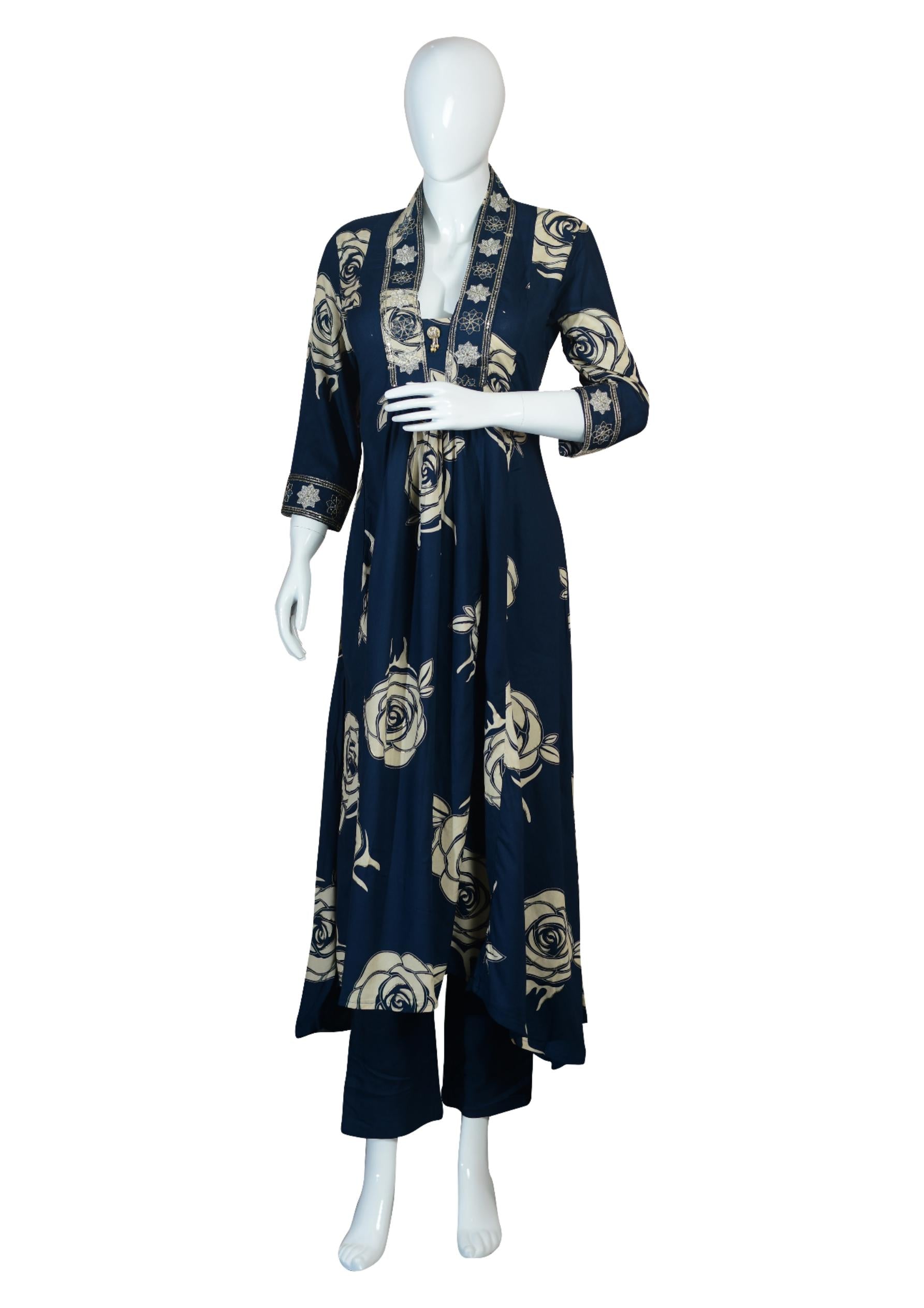 Blue Anarkali Suit with Hand Embroidery & Dupatta – Ethnic Wear for Women