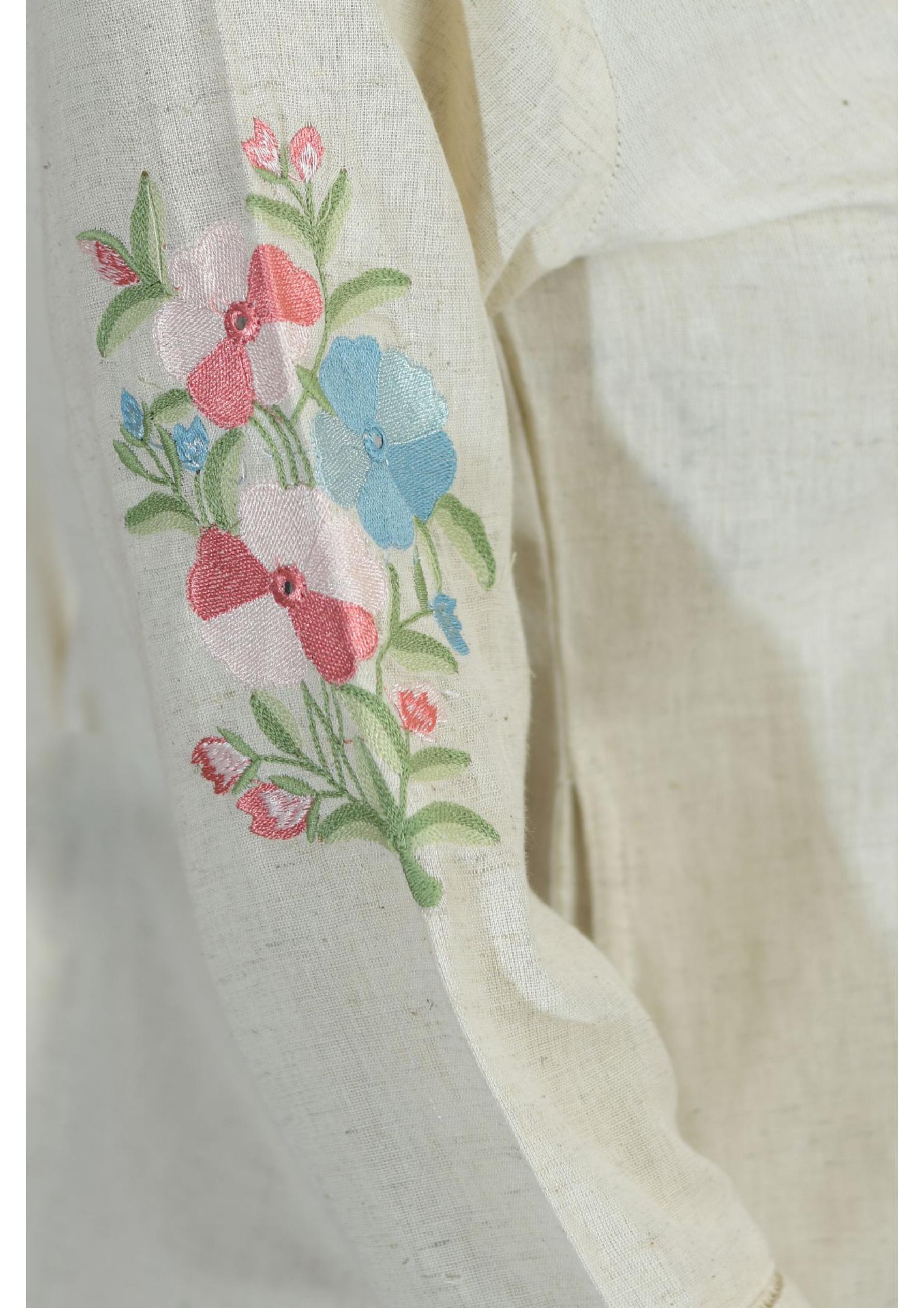 Women’s White Khadi Cotton Kurti Floral Thread Embroidered Kurta & Pants Ethnic Fusion Wear
