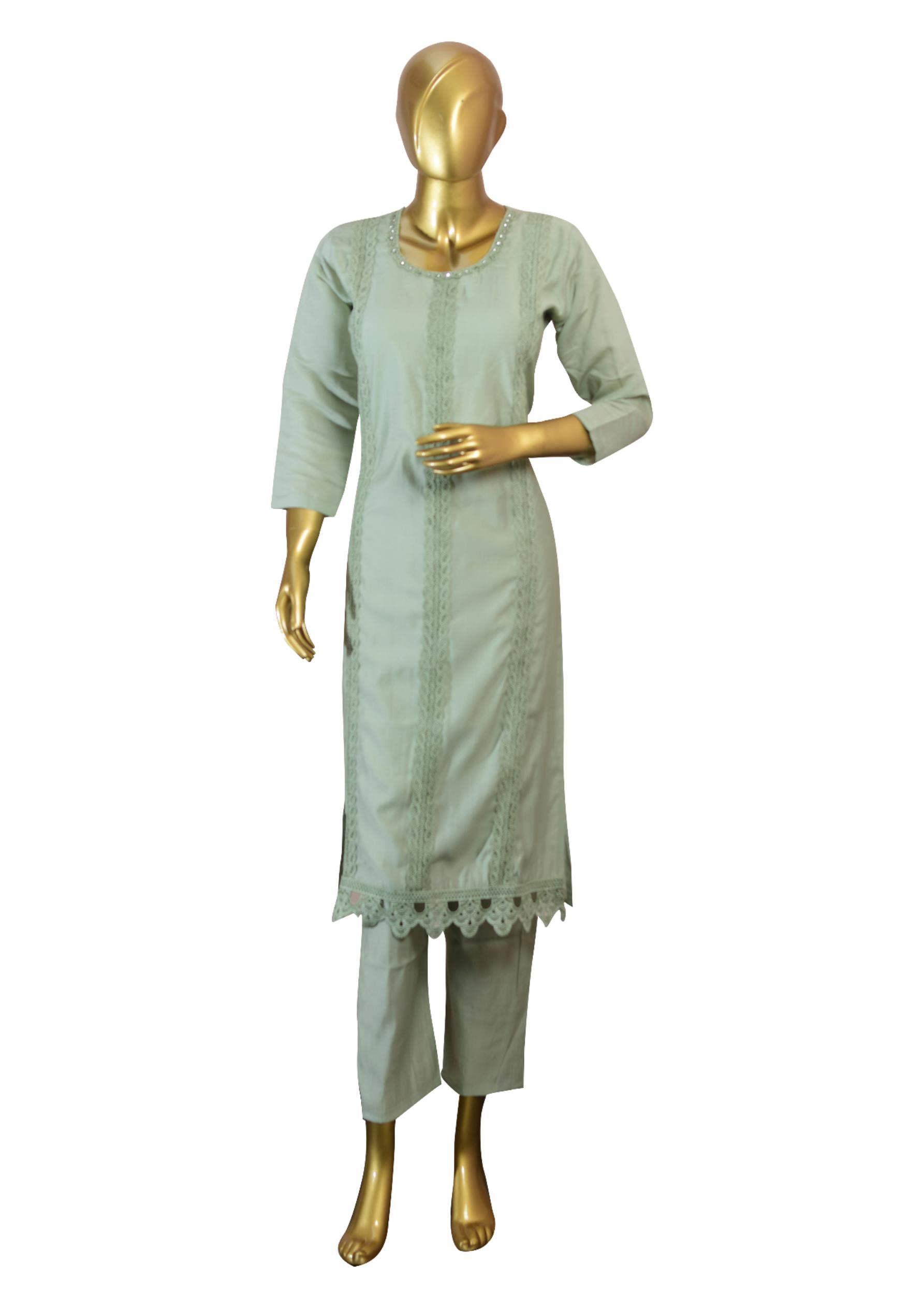 Mint Green Pure Organza 3-Piece Suit with Thread Embroidery & Floral Embroidered Dupatta – Ethnic Wear for Women