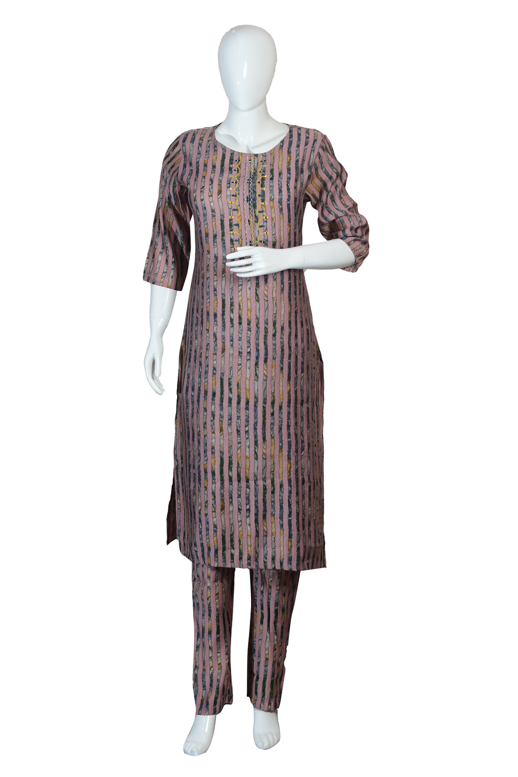 Elegant Rayon Printed and Embroidered Suit Set with Dupatta
