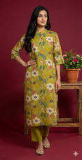 Green Floral Long Co-ord Set for Women