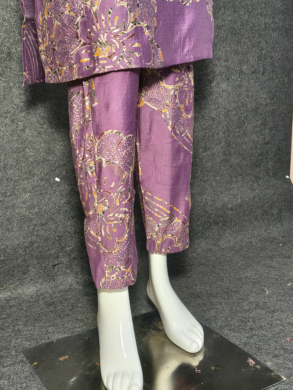 Sleeveless Purple Floral Printed Kurti Set | Ethnic Wear Kurta with Pants | Summer Festive Wear