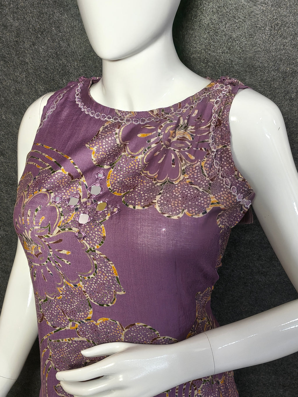 Sleeveless Purple Floral Printed Kurti Set | Ethnic Wear Kurta with Pants | Summer Festive Wear