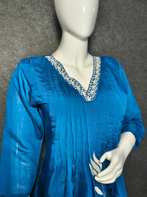 Azure Blue Hand-Embroidered Anarkali Suit | Shop Designer Suits