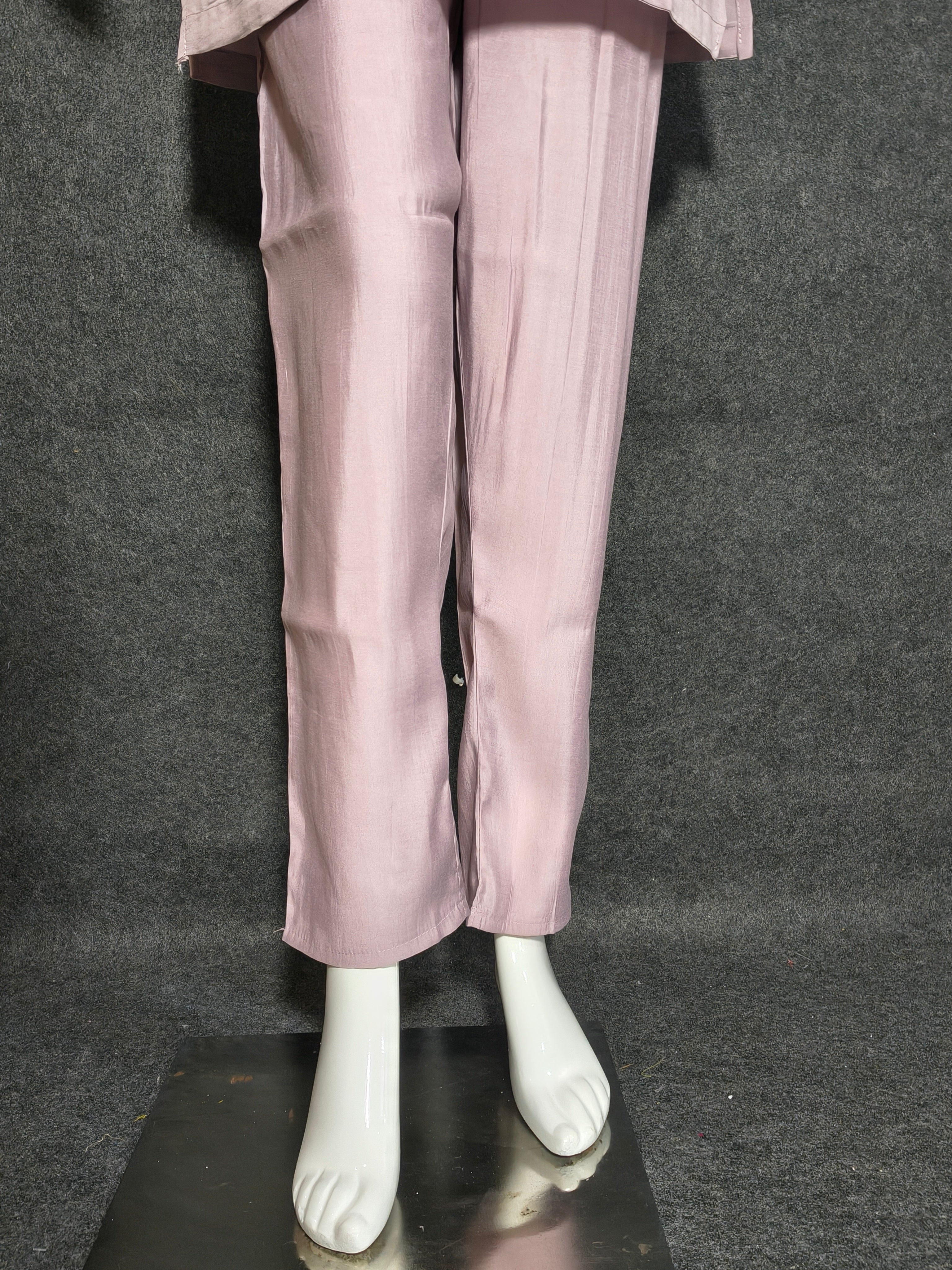 Lavender Silk Co-ord Set with Pure Embroidery Work