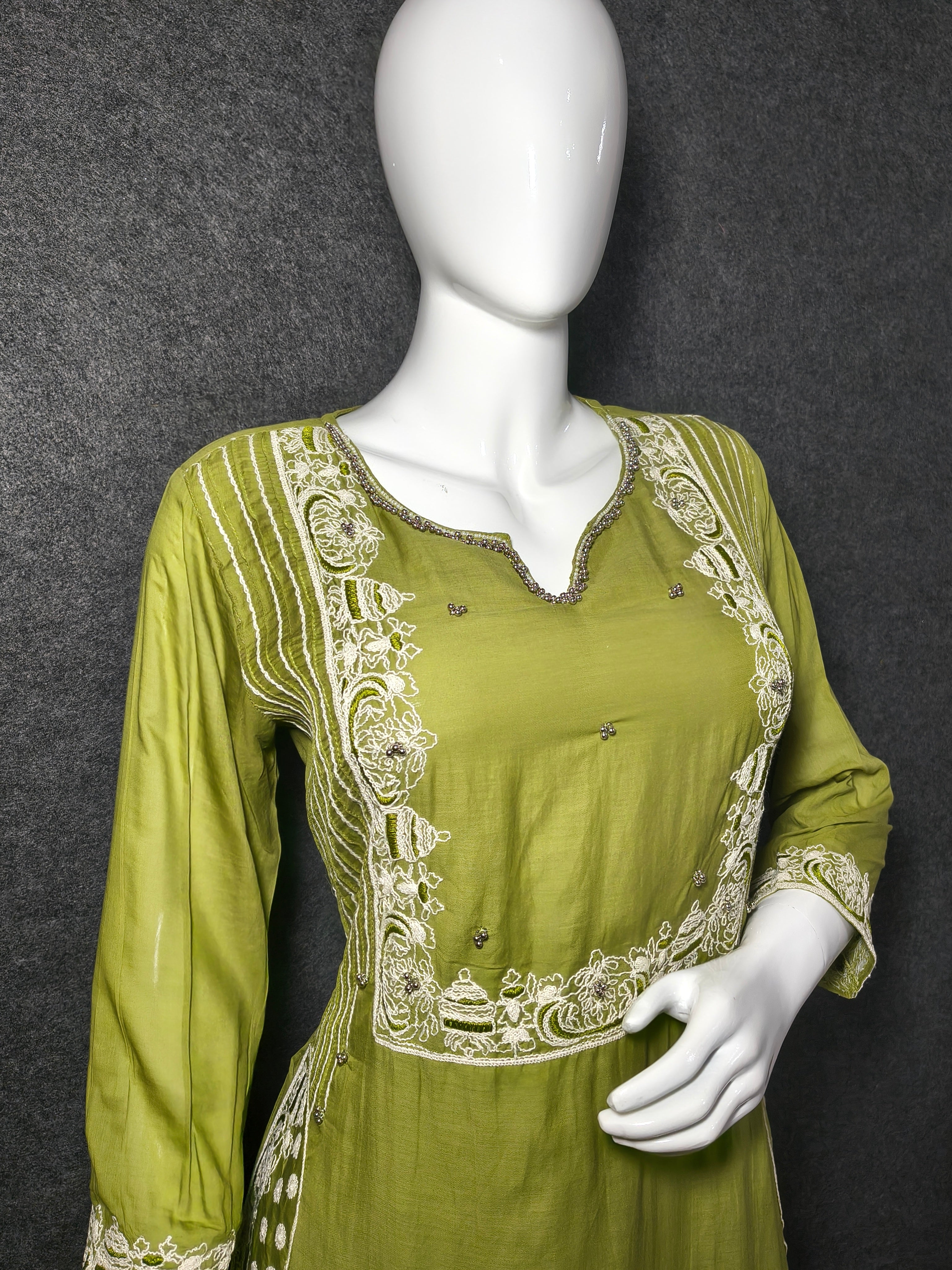 Olive Green Embroidered Salwar Kameez Set for Women – Traditional Ethnic Wear with Dupatta Elegant Festive Outfit