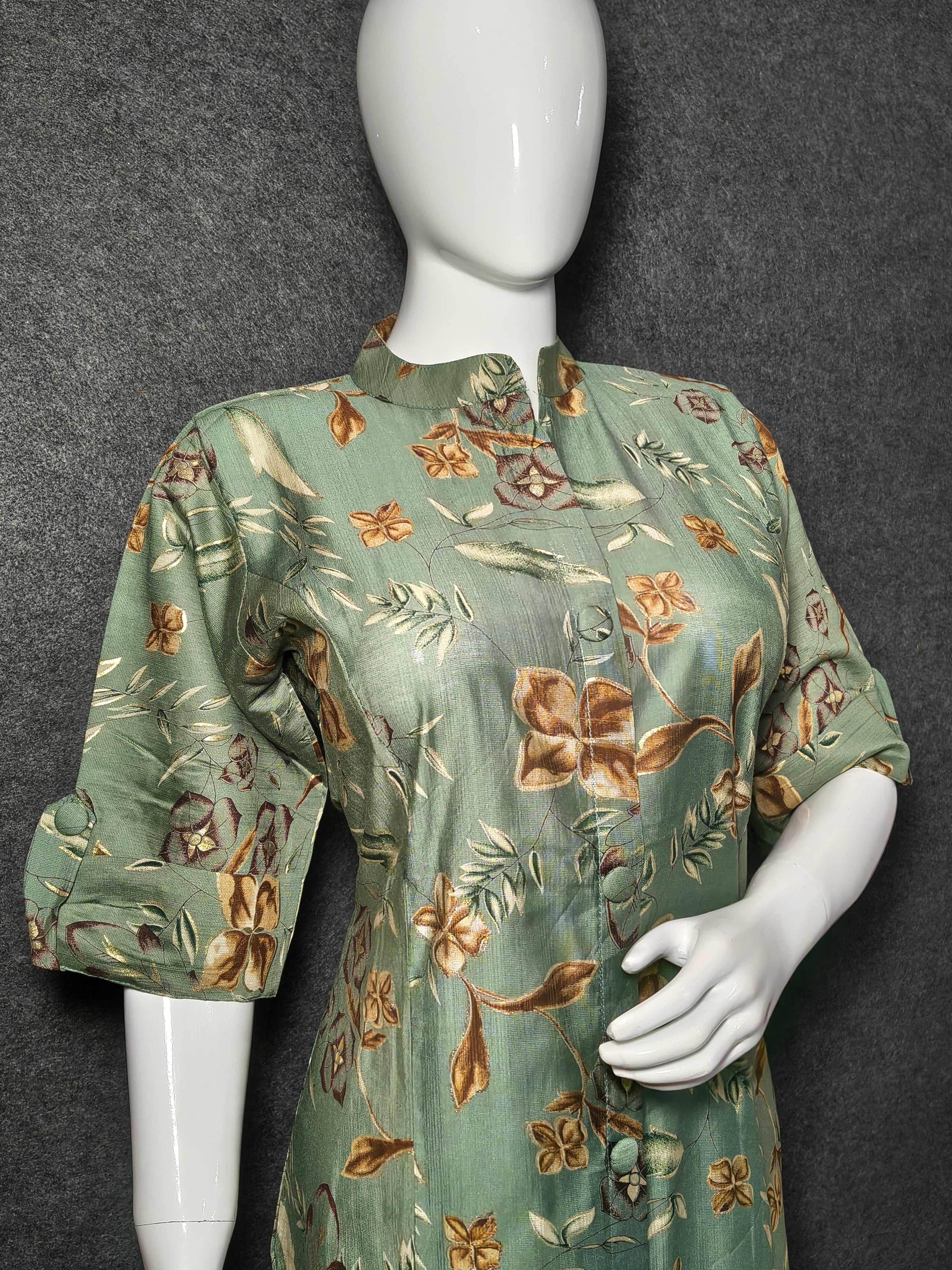 dusty olive green Floral Long Co-ord Set for Women