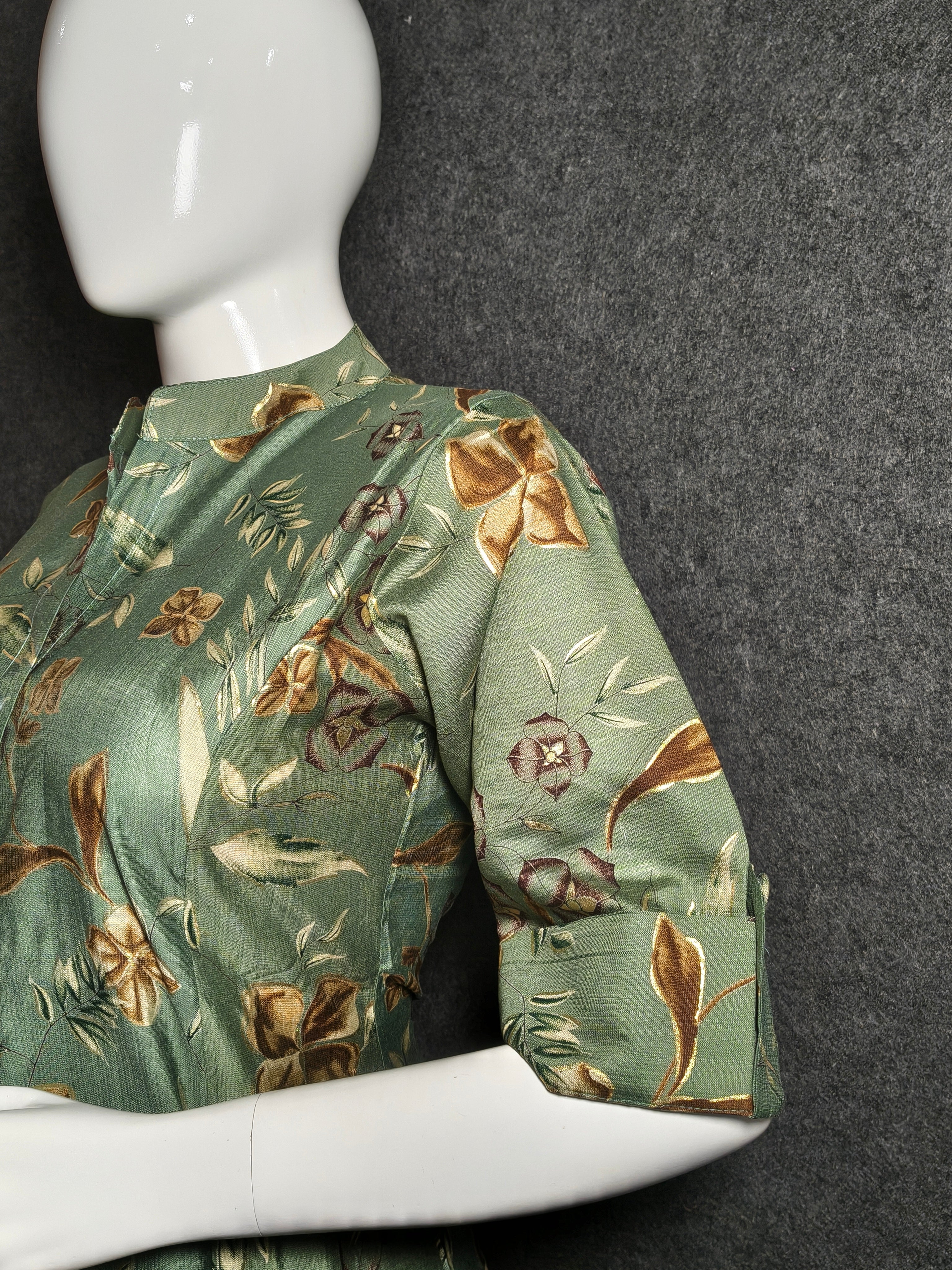 dusty olive green Floral Long Co-ord Set for Women