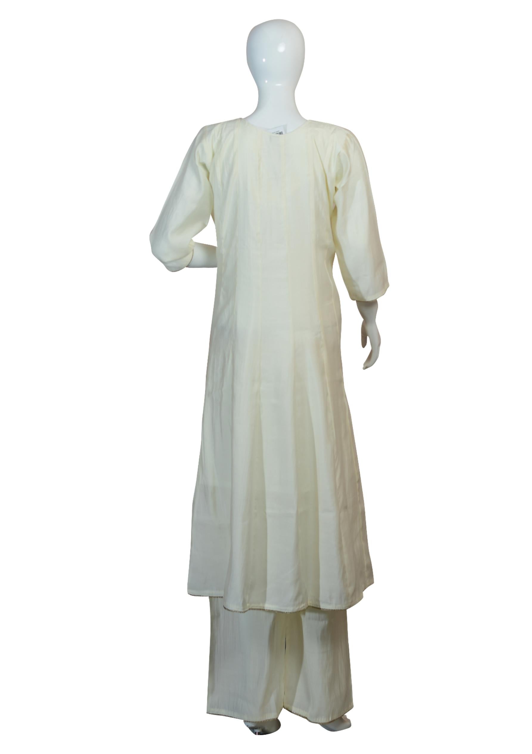 Elegant Cream Anarkali Suit with Floral Printed Dupatta and Intricate Embroidery – Festive & Wedding Wear