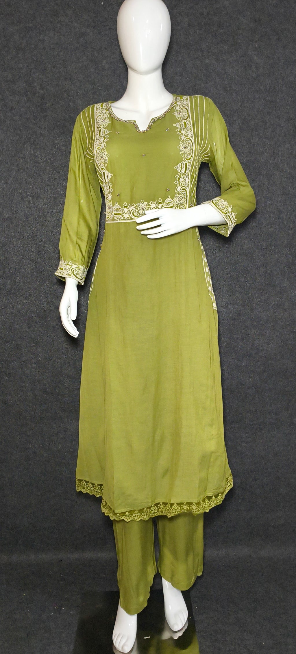 Olive Green Embroidered Salwar Kameez Set for Women – Traditional Ethnic Wear with Dupatta Elegant Festive Outfit