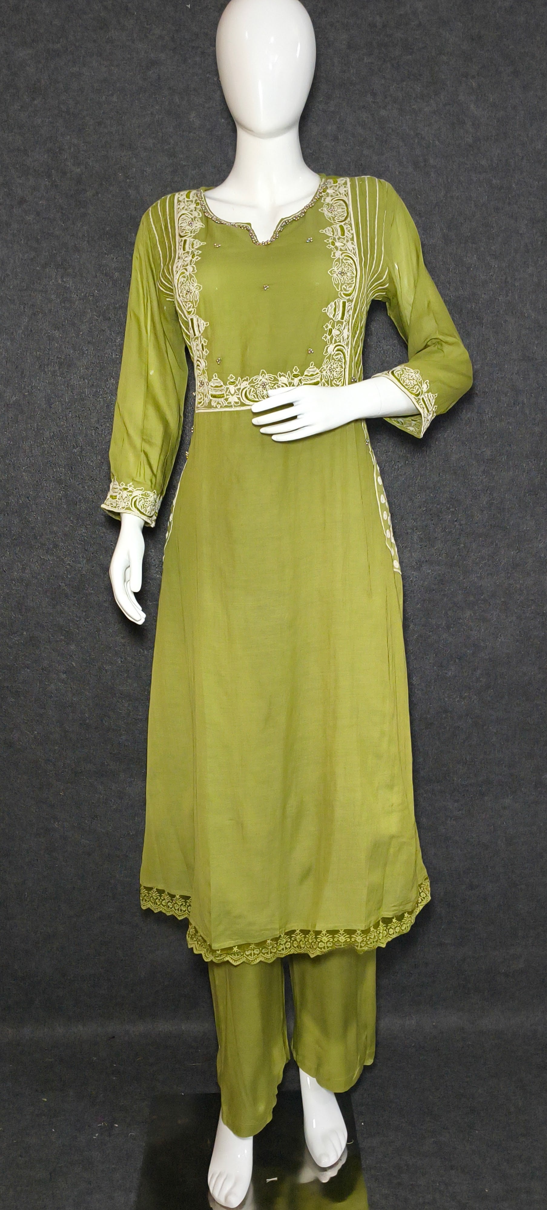 Olive Green Embroidered Salwar Kameez Set for Women – Traditional Ethnic Wear with Dupatta Elegant Festive Outfit