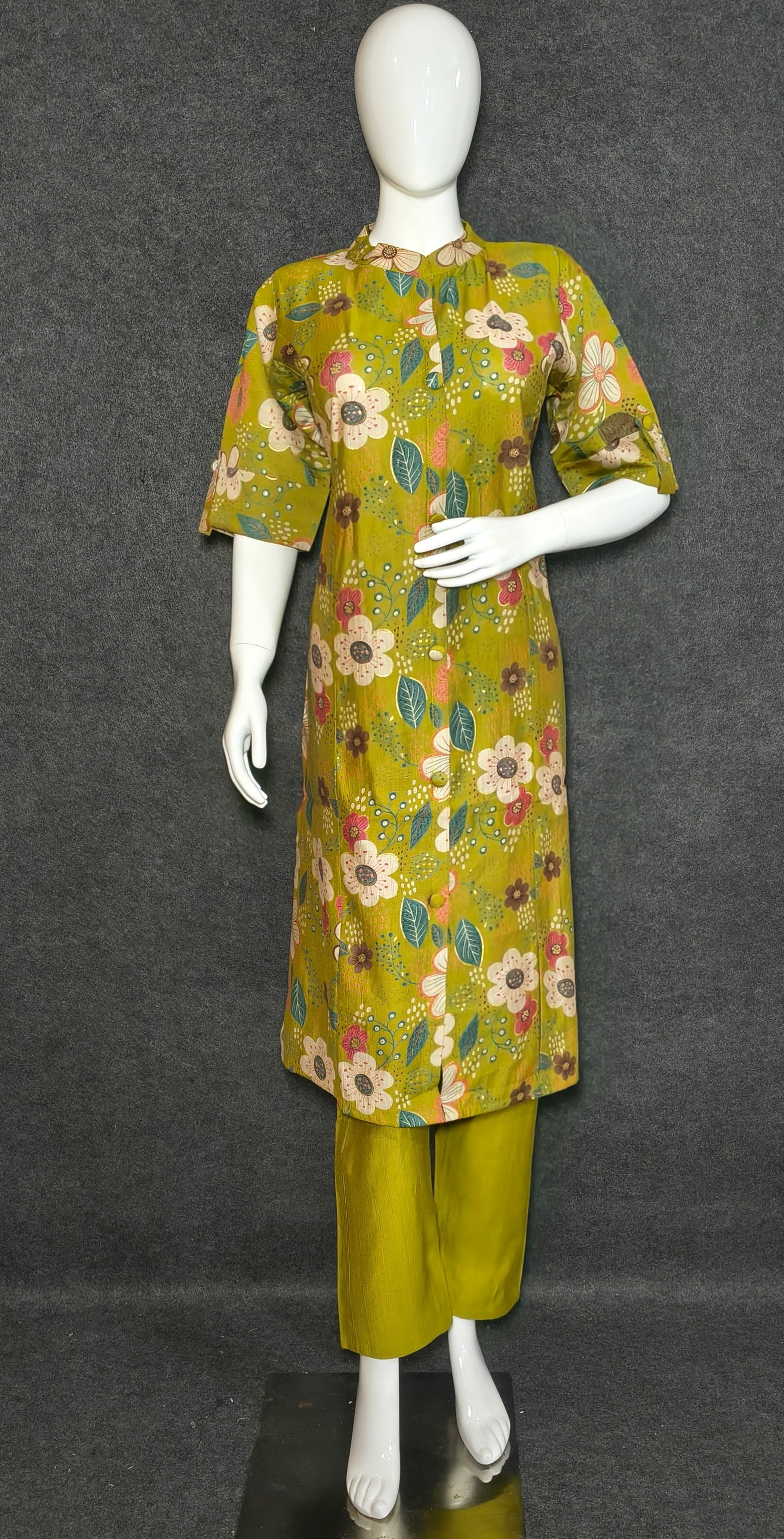 Green Floral Long Co-ord Set for Women