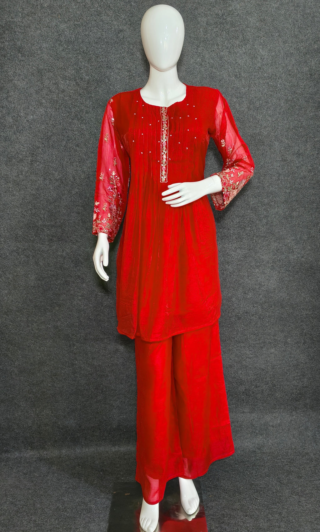Rani Pink Chanderi Silk Co-ord Set with Palazzo Pants
