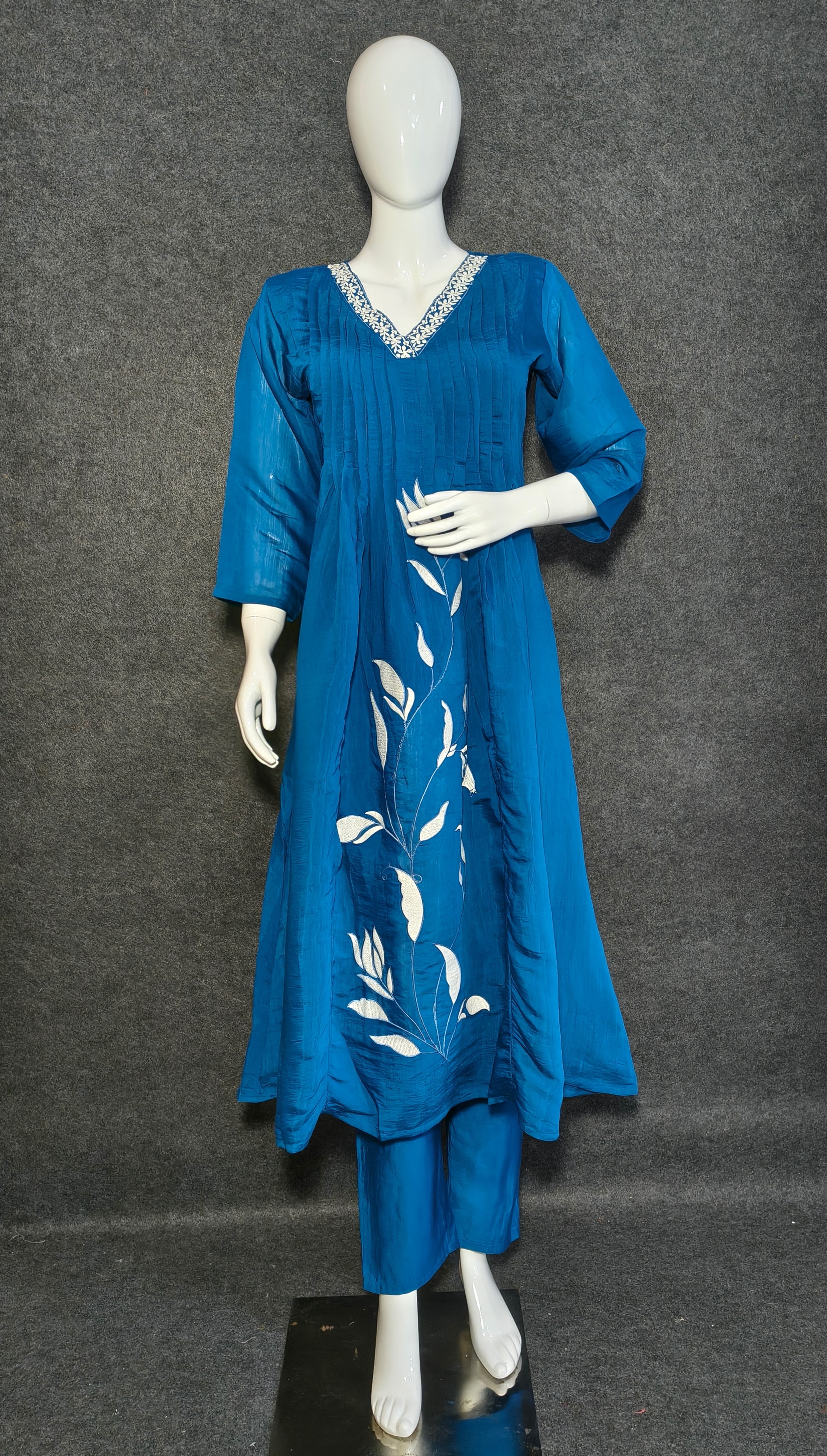 Azure Blue Hand-Embroidered Anarkali Suit | Shop Designer Suits