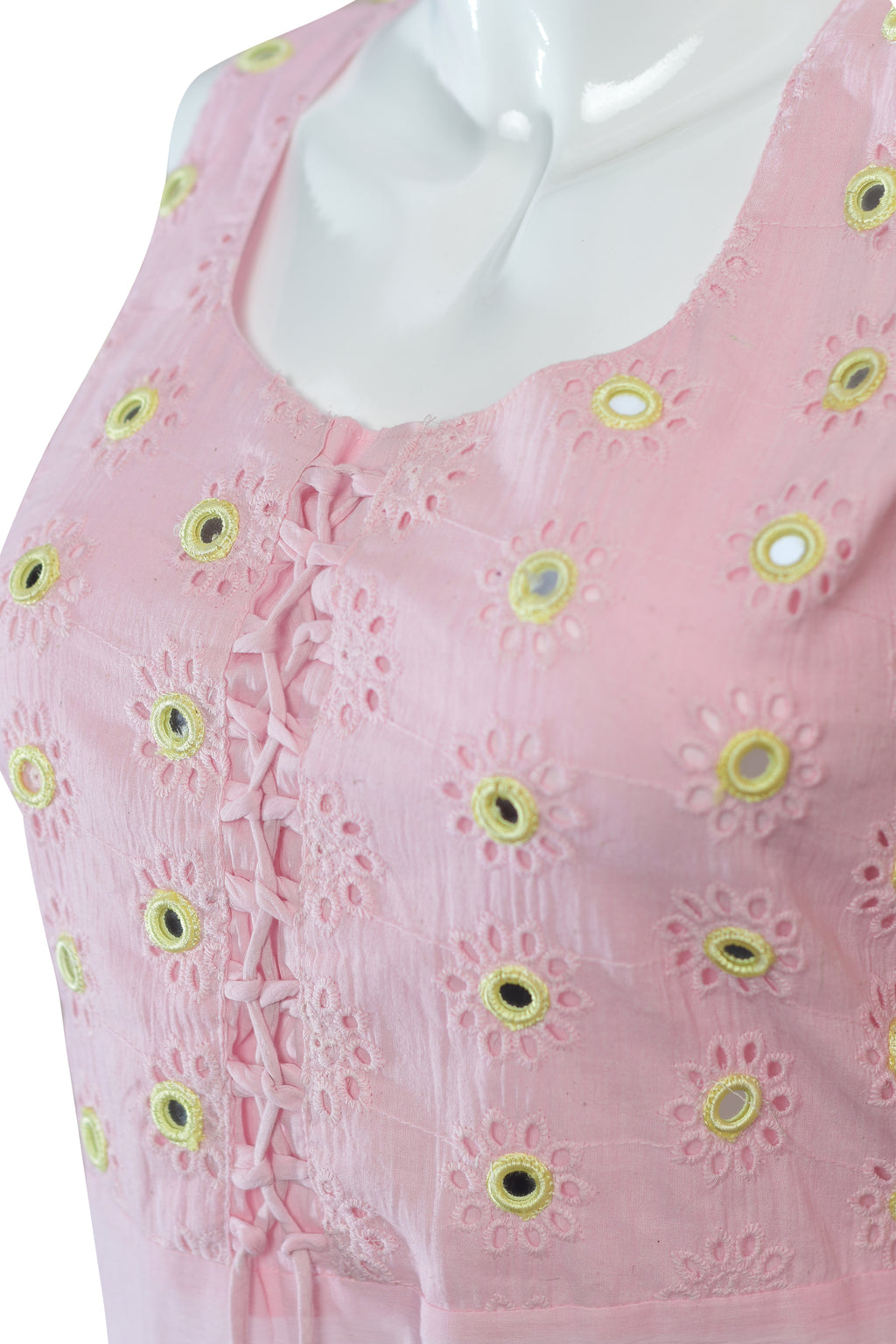 Cotton Pink Kurta Set with Floral Embroidery and Tassel Details | Sleeveless Ethnic Suit with Pants | Festive & Casual Wear