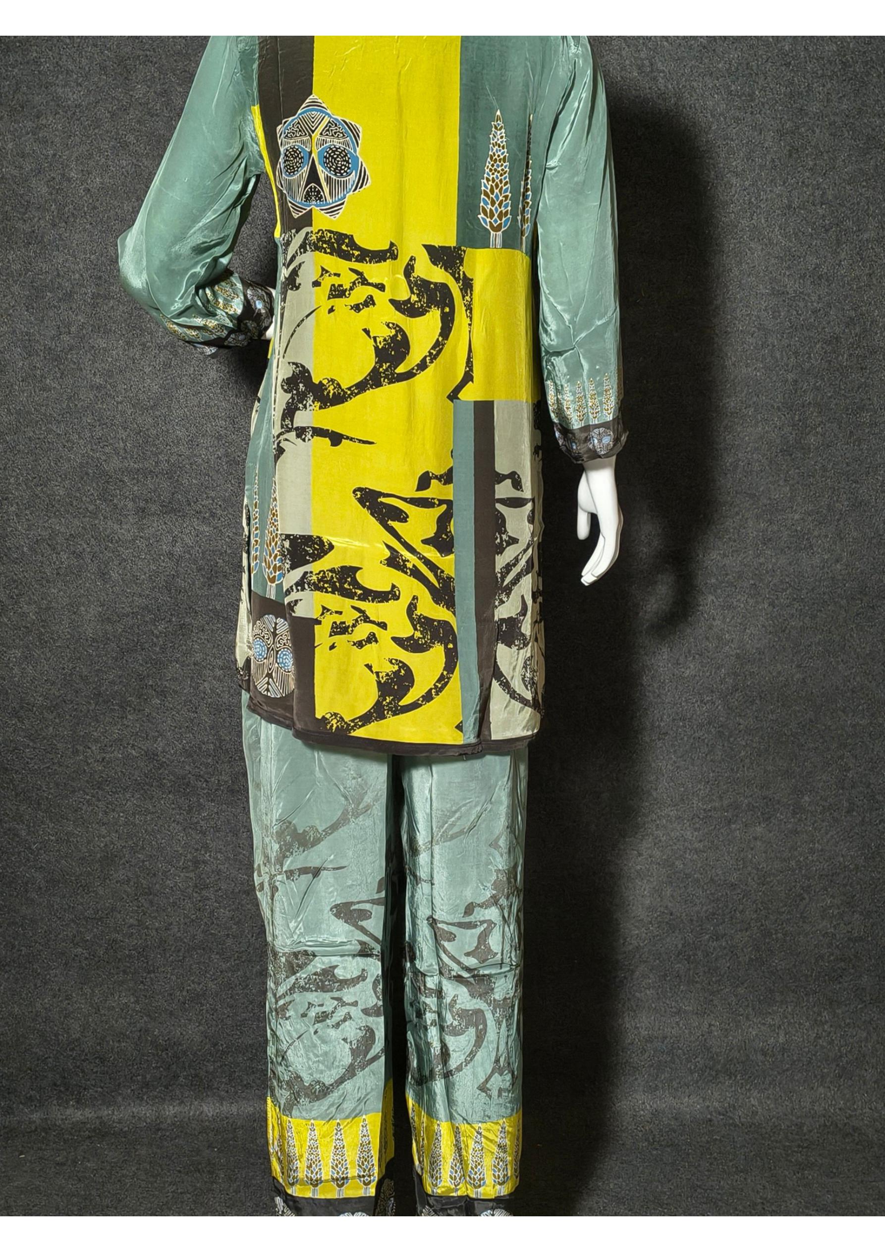 Digital Printed Co-ord Set – Green & Mustard | Casual & Festive Wear